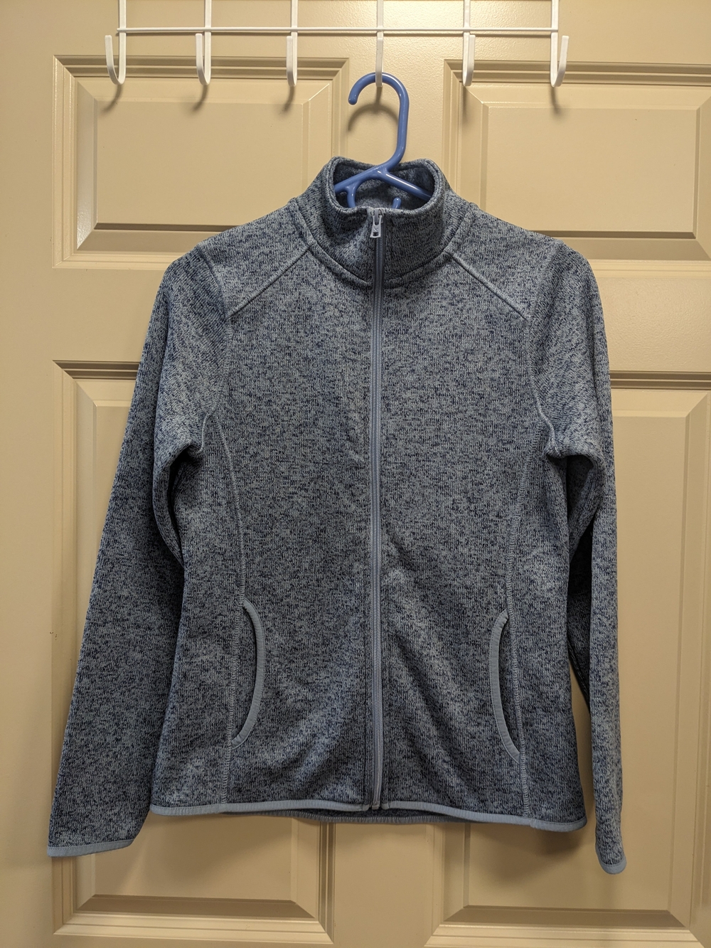 Eddie Bauer Blue Heathered Sweater Knit Full-Zip Jacket Size Medium